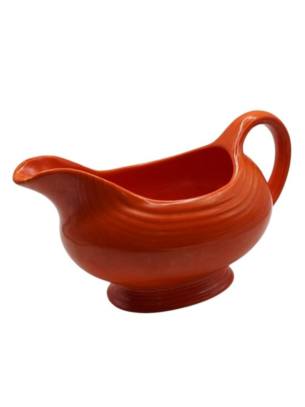 Homer Laughlin Fiestaware Gravy Boat Orange Sauceboat USA Art Deco MCM Vintage